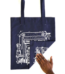 Tote bag "Maquis Rue Princesse" bleu marine