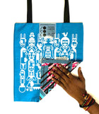Tote bag "African kiss" face bleue