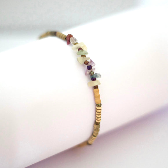 Bracelet convertible perles de termite et cristaux
